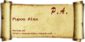 Pupos Alex névjegykártya
